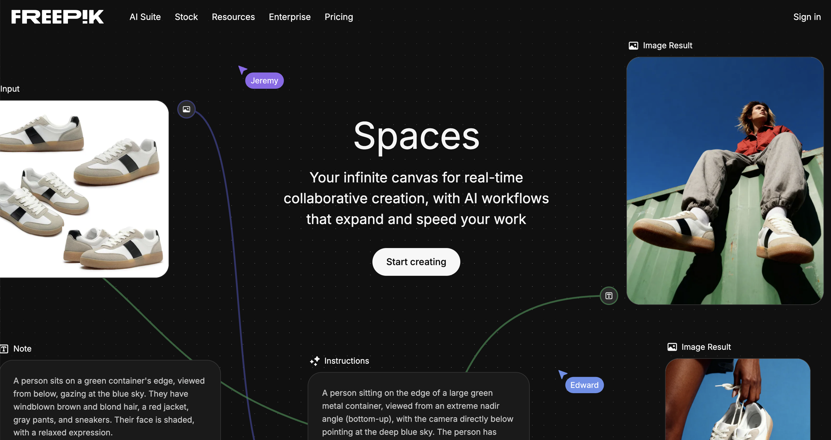Freepik Spaces interface